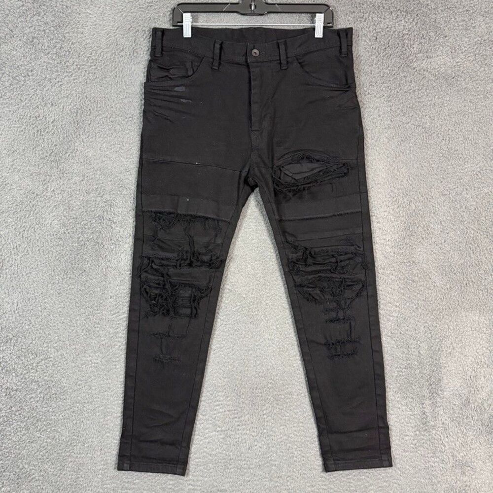 JULIUS Jeans Mens 3 (34x28) Black Crash Denim Pants SS21 Archival Collection